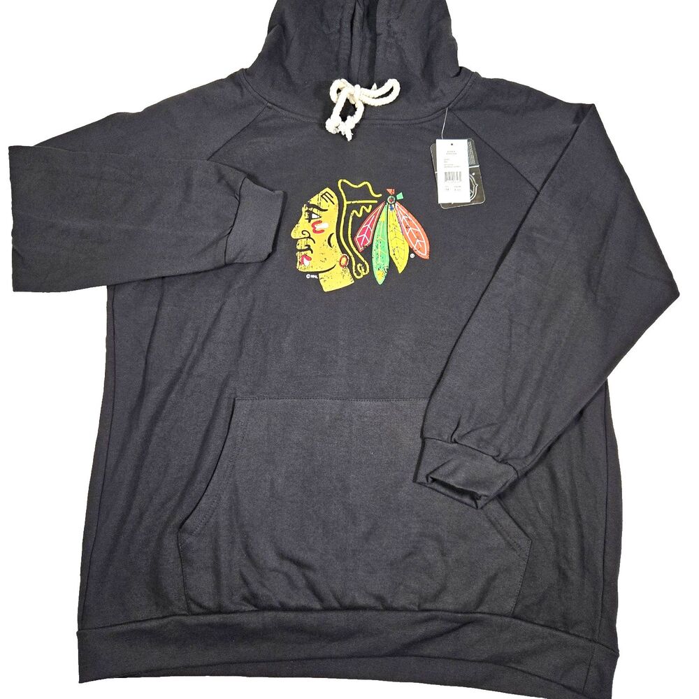 Chicago Blackhawks NHL Hockey Hoodie Pullover Black Women's 1X Majestic NWT New